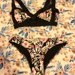H&M black floral Swimsuit